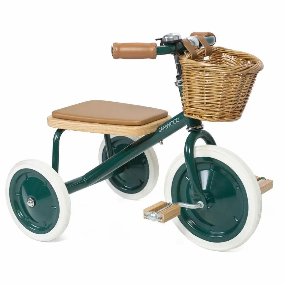 Tricycle en métal et bois | Vert