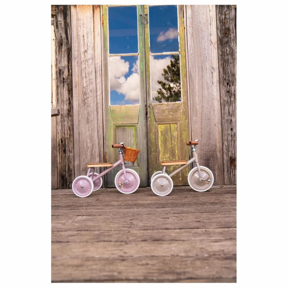 Tricycle en métal et bois | Beige