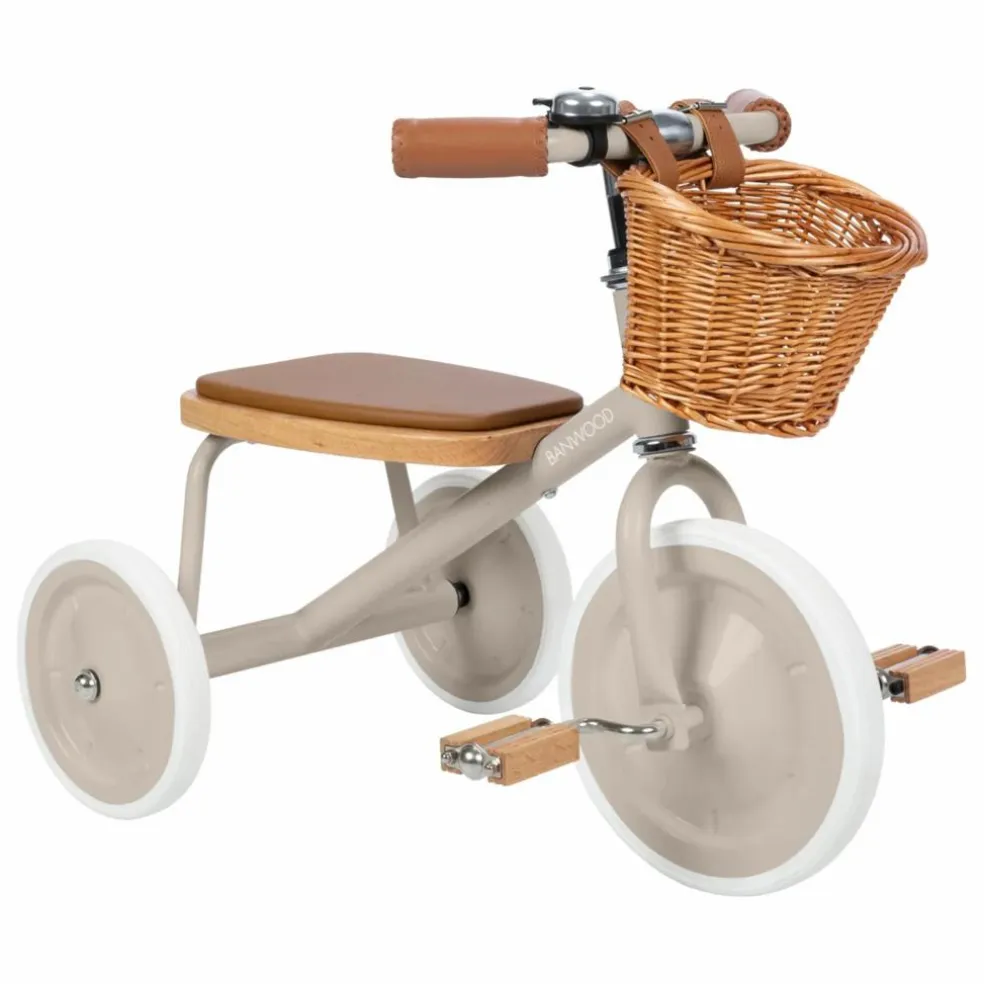 Tricycle en métal et bois | Beige