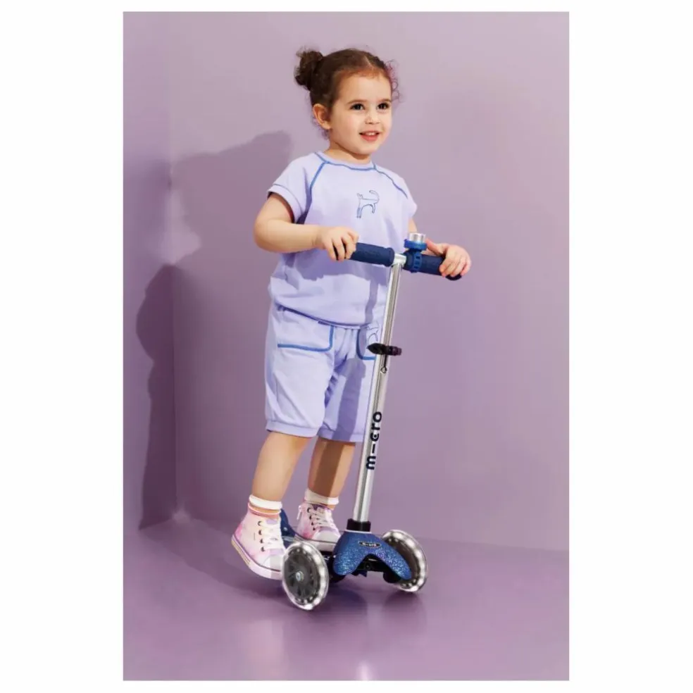 Trottinette Mini Micro Deluxe Glitter LED | Bleu