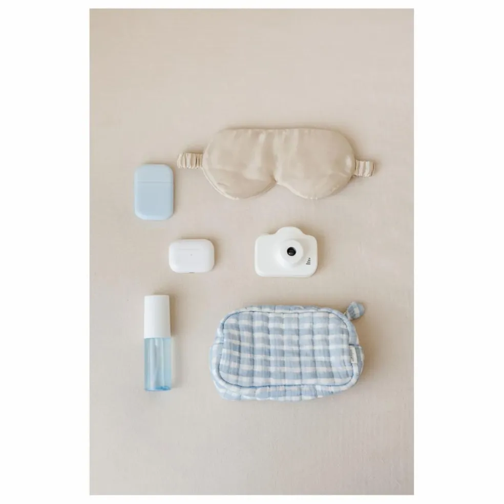 Trousse de maquillage Cottage en coton bio | Bleu