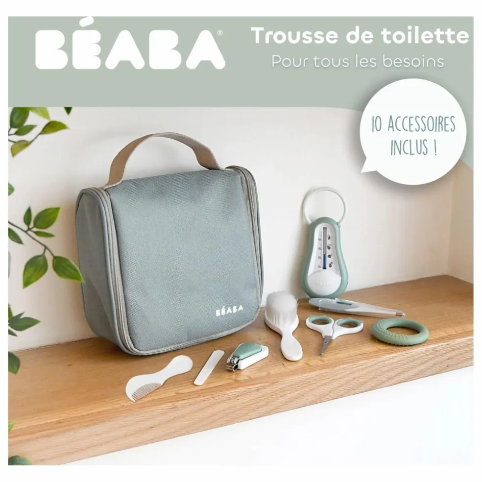 Trousse de toilette avec 10 accessoires | Sauge