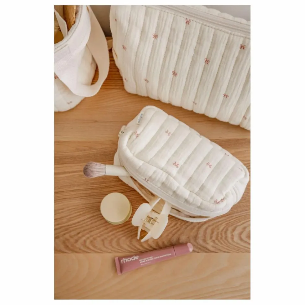 Trousse de toilette Ribbon en coton bio | Ecru