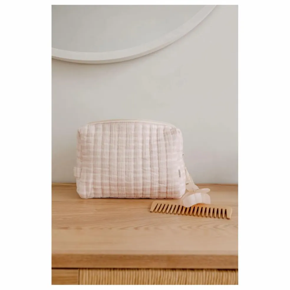Trousse de toilette Rosewater en coton bio | Rose pâle