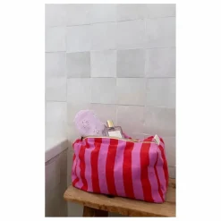 Trousse de toilette Vic rayée | Rose pâle