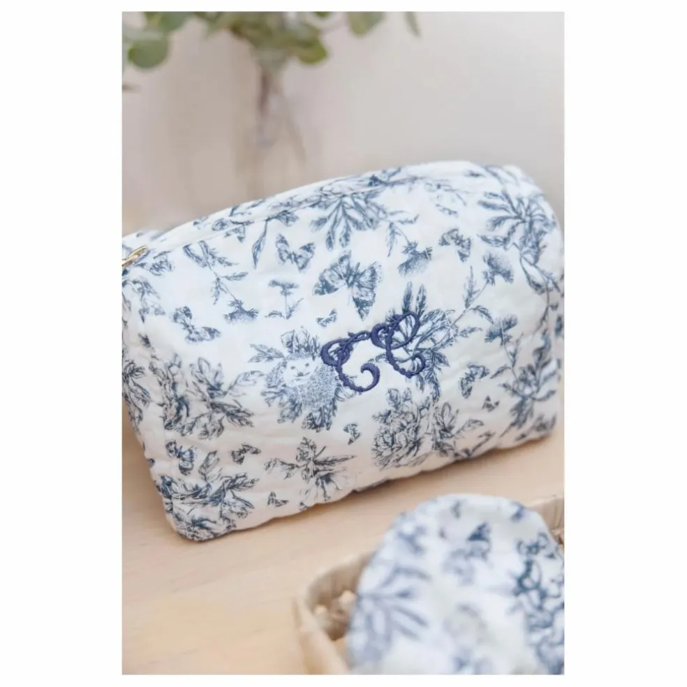 Trousse toilette Toile de Jouy | Bleu marine