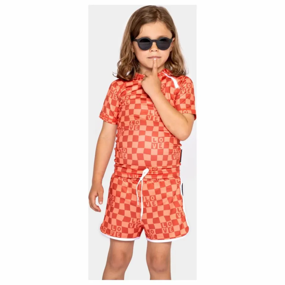 T-shirt Anti-UV Checkered Love Fibres Recyclées | Corail