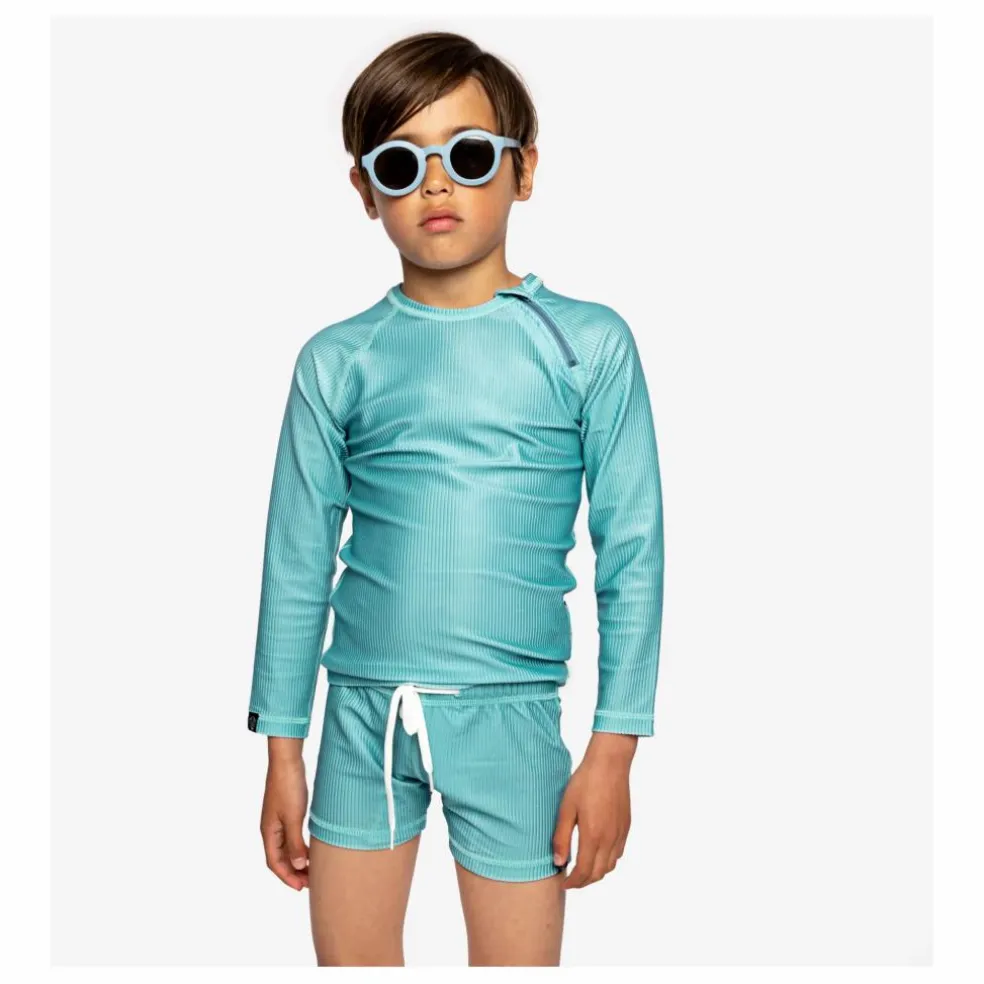 T-Shirt Anti-UV Côtelé | Turquoise