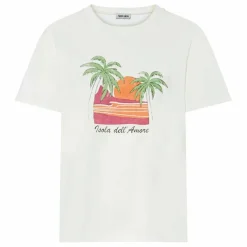 T-shirt Boxy Imprimé Fiore Dell Isola Coton Bio | Blanc cassé