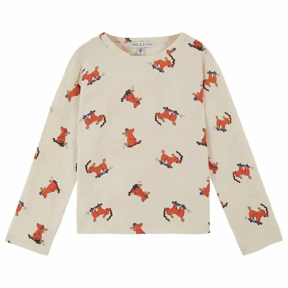 T-shirt Chien Skateur | Ecru
