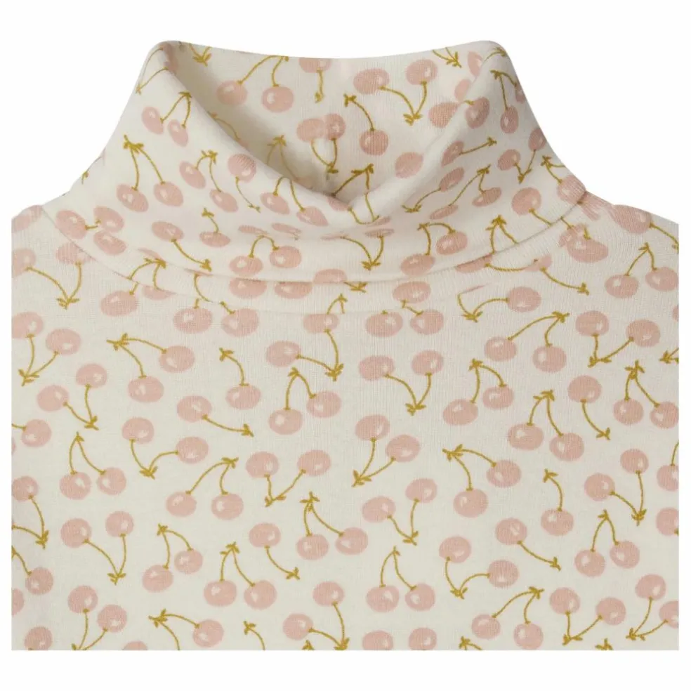 T-shirt Col Roulé Tahiti Cerises Coton Bio | Ecru