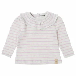 T-Shirt Col Volant Marinière | Rose
