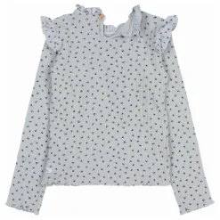 T-shirt Côtelé Fleuri | Bleu gris