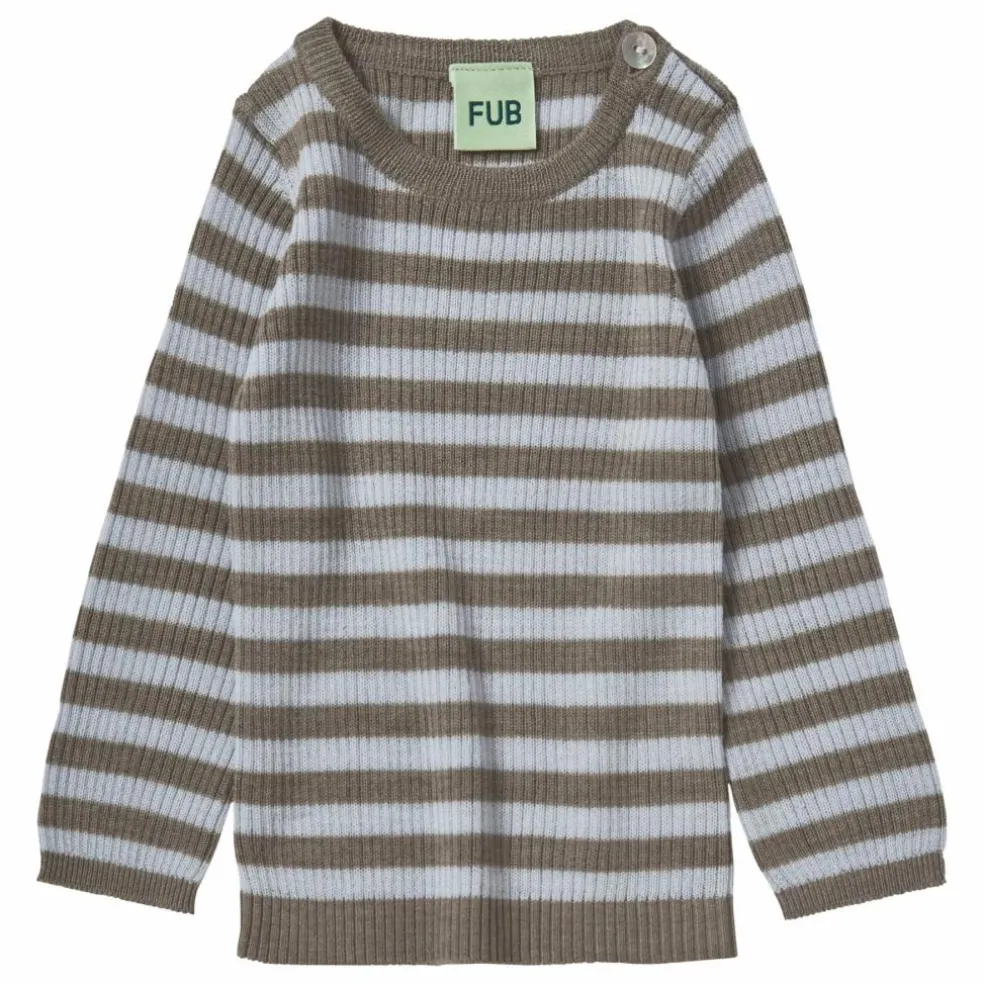 T-Shirt Côtelé Marinère Maille Extra Fine Laine Mérinos | Noisette