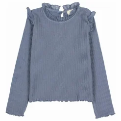 T-shirt Côtelé Volants | Bleu gris