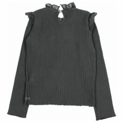 T-shirt Côtelé Volants | Gris anthracite