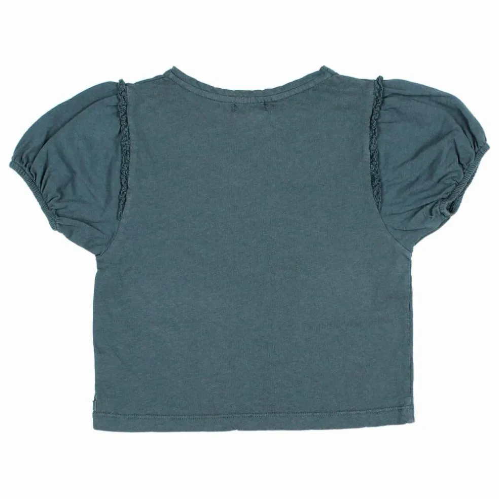T-shirt Dentelle Lin | Bleu canard