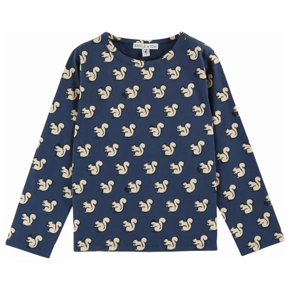 T-shirt Ecureuils Coton Bio | Bleu nuit