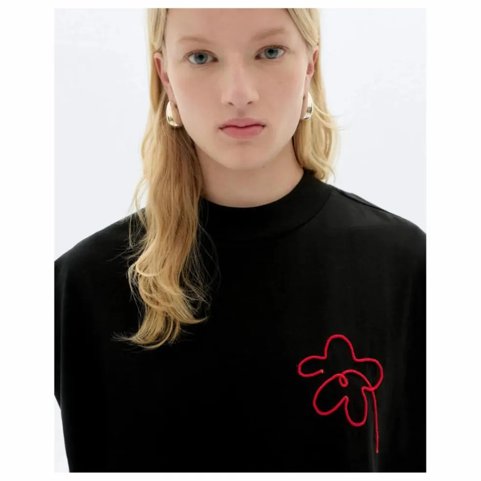 T-shirt Flower Cord Volta Coton Bio | Noir