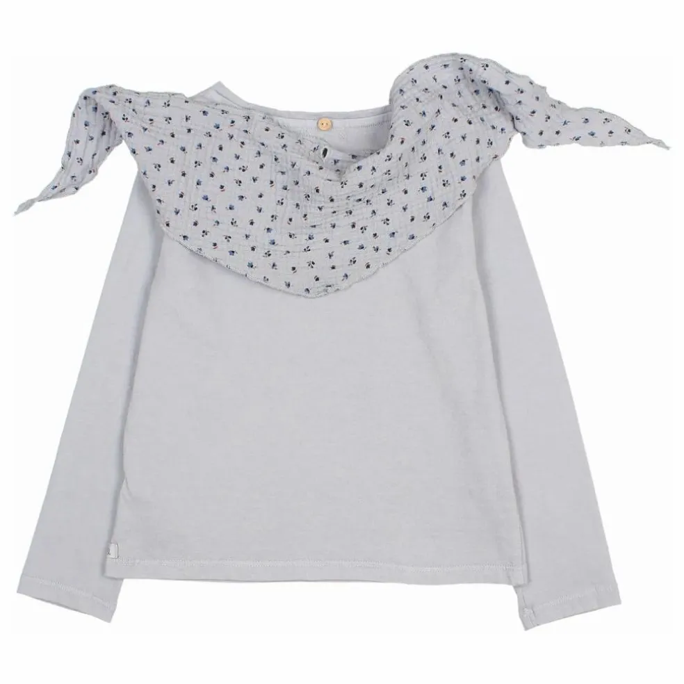 T-shirt Foulard Gaze de Coton Bio | Bleu gris