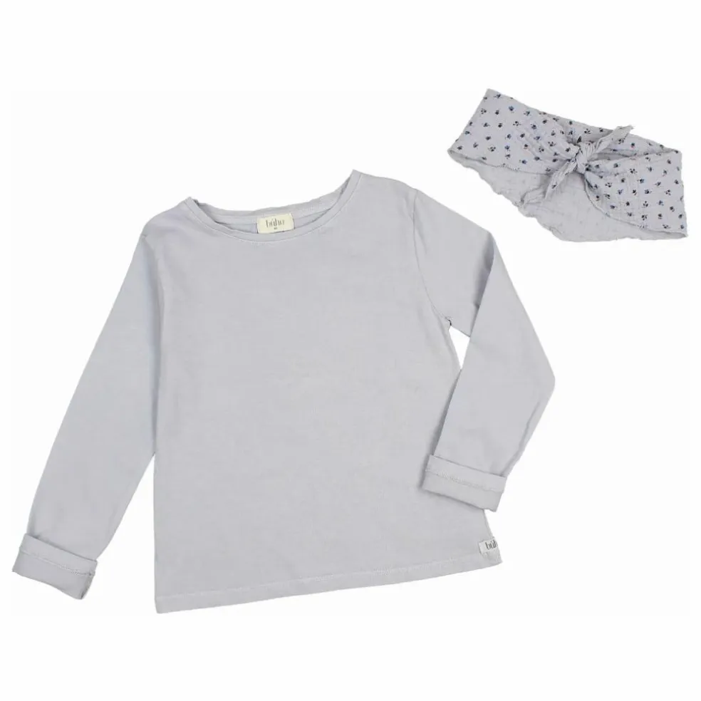 T-shirt Foulard Gaze de Coton Bio | Bleu gris