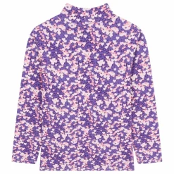 T-shirt Manches Longue Col roulé imprimé fleuris | Violet