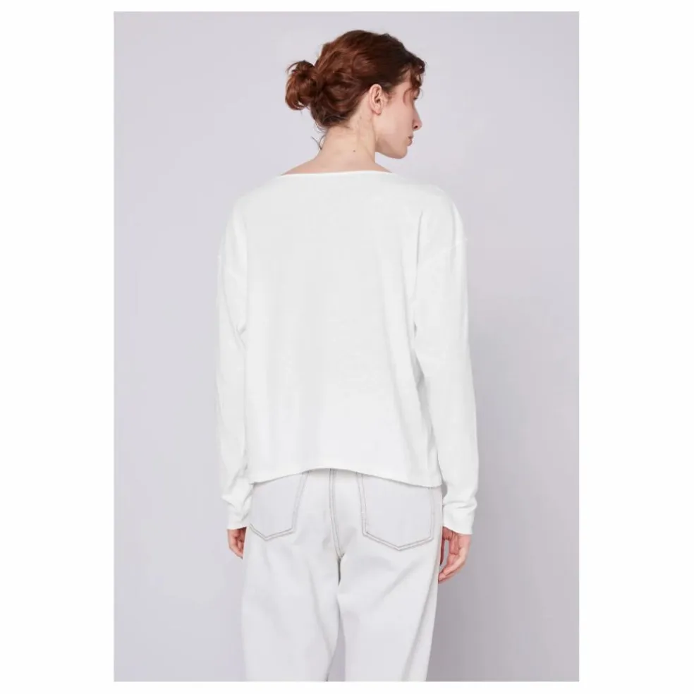 T-shirt Manches Longues Col Rond Aksun | Blanc