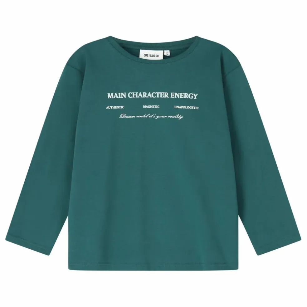 T-shirt Manches Longues Main Character Coton Bio | Vert foncé