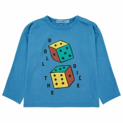 T-shirt Manches Longues Roll The Dice Coton Bio | Bleu azur
