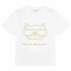 T-shirt Nanna Chat Coton Bio | Blanc