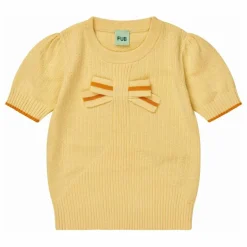 T-Shirt Nœud Maille Fine Coton Bio | Jaune pâle
