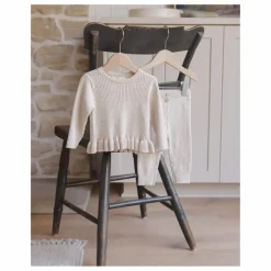 T-shirt Peplum Maille Côtelée Bio | Grège