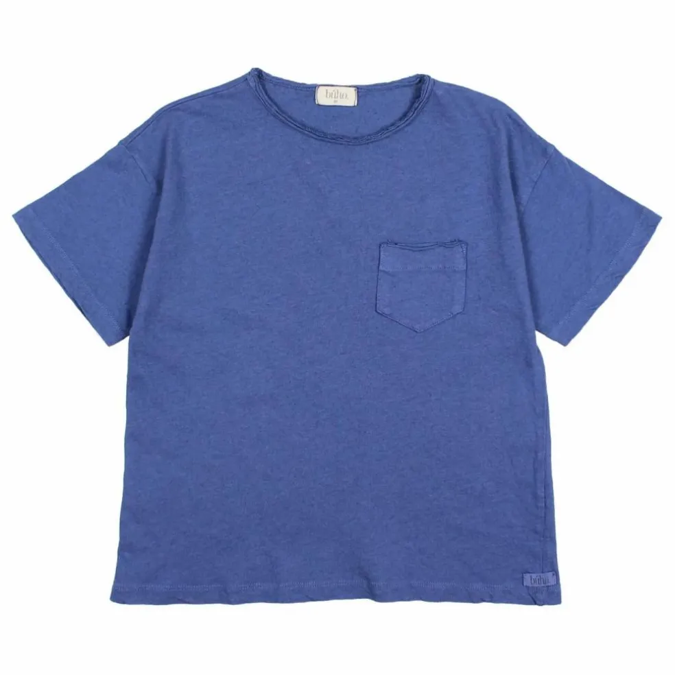 T-shirt Poche Lin | Bleu indigo