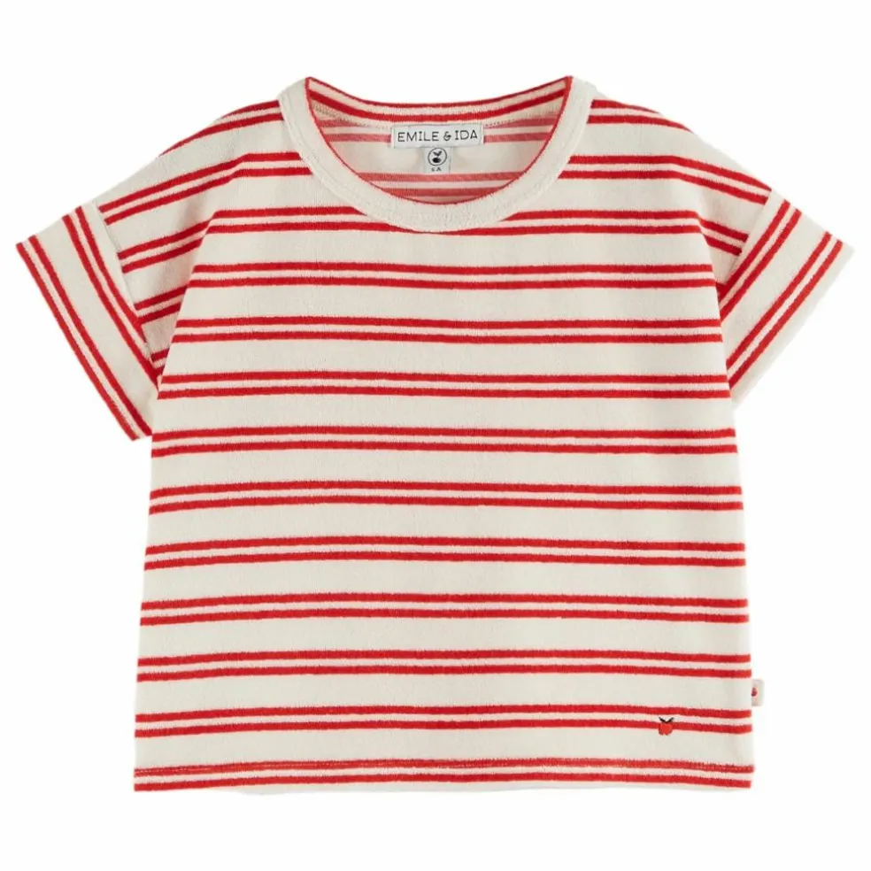 T-Shirt Rayure Eponge | Rouge