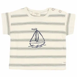 T-shirt Rayures Bébé Coton Bio | Vert céladon