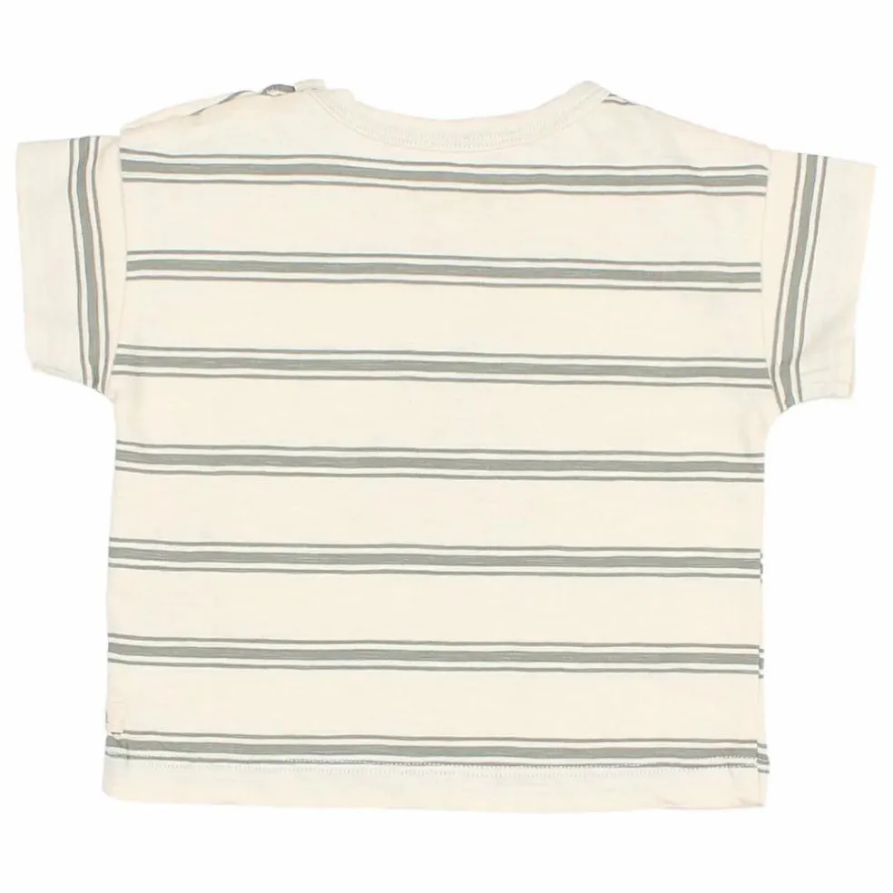 T-shirt Rayures Bébé Coton Bio | Vert céladon