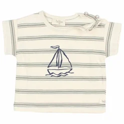 T-shirt Rayures Bébé Coton Bio | Vert céladon