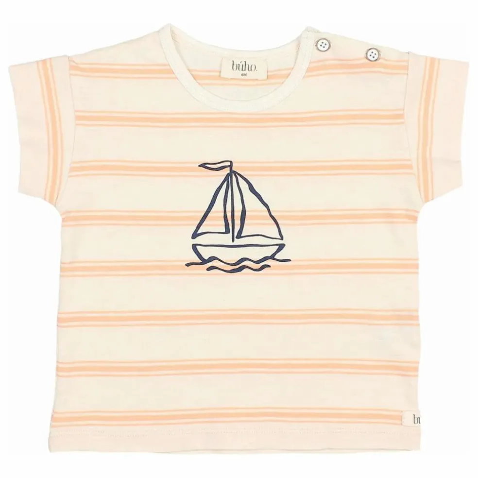 T-shirt Rayures Bébé Coton Bio | Abricot