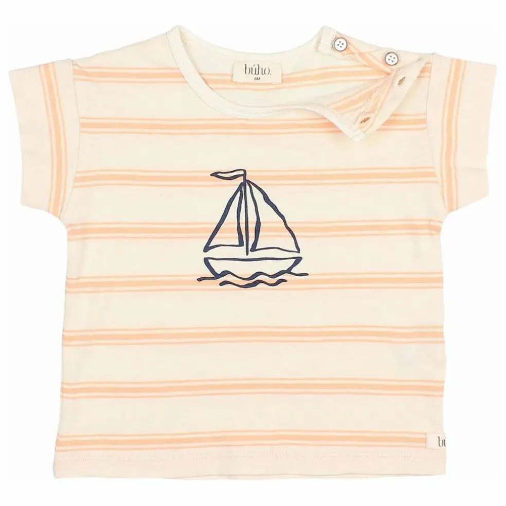 T-shirt Rayures Bébé Coton Bio | Abricot