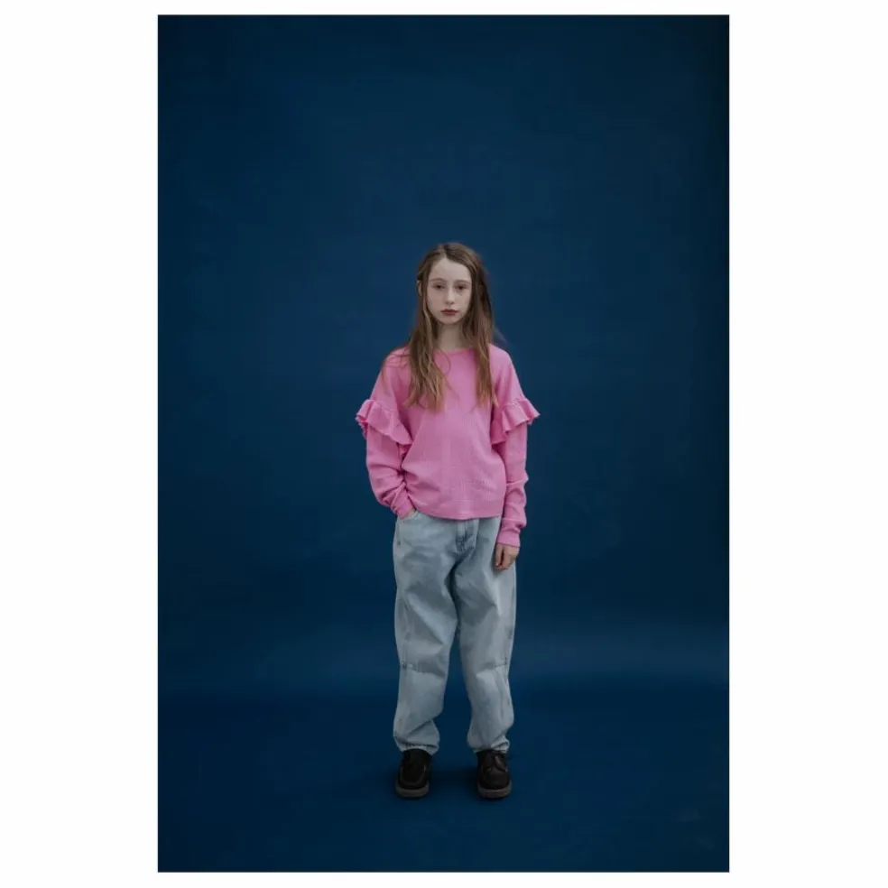 T-shirt Ruffle Coton Bio | Rose