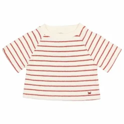 T-shirt Terry Rayures Eponge Coton Bio | Rouge