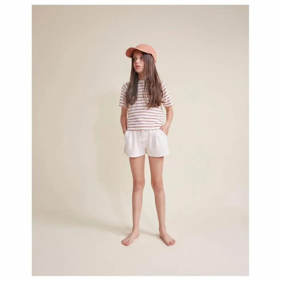 T-shirt Terry Rayures Eponge Coton Bio | Rouge