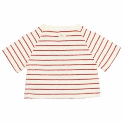 T-shirt Terry Rayures Eponge Coton Bio | Rouge