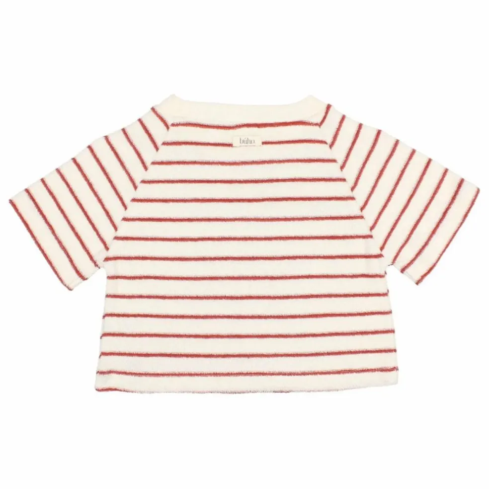 T-shirt Terry Rayures Eponge Coton Bio | Rouge