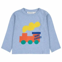 T-shirt Train Coton Bio | Bleu chiné