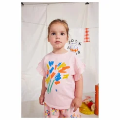 T-Shirt Volants Coton Bio Feux d'Artifice | Rose