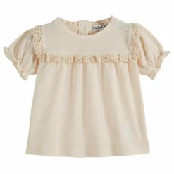 T-shirt Volants Coton Flammé | Ecru