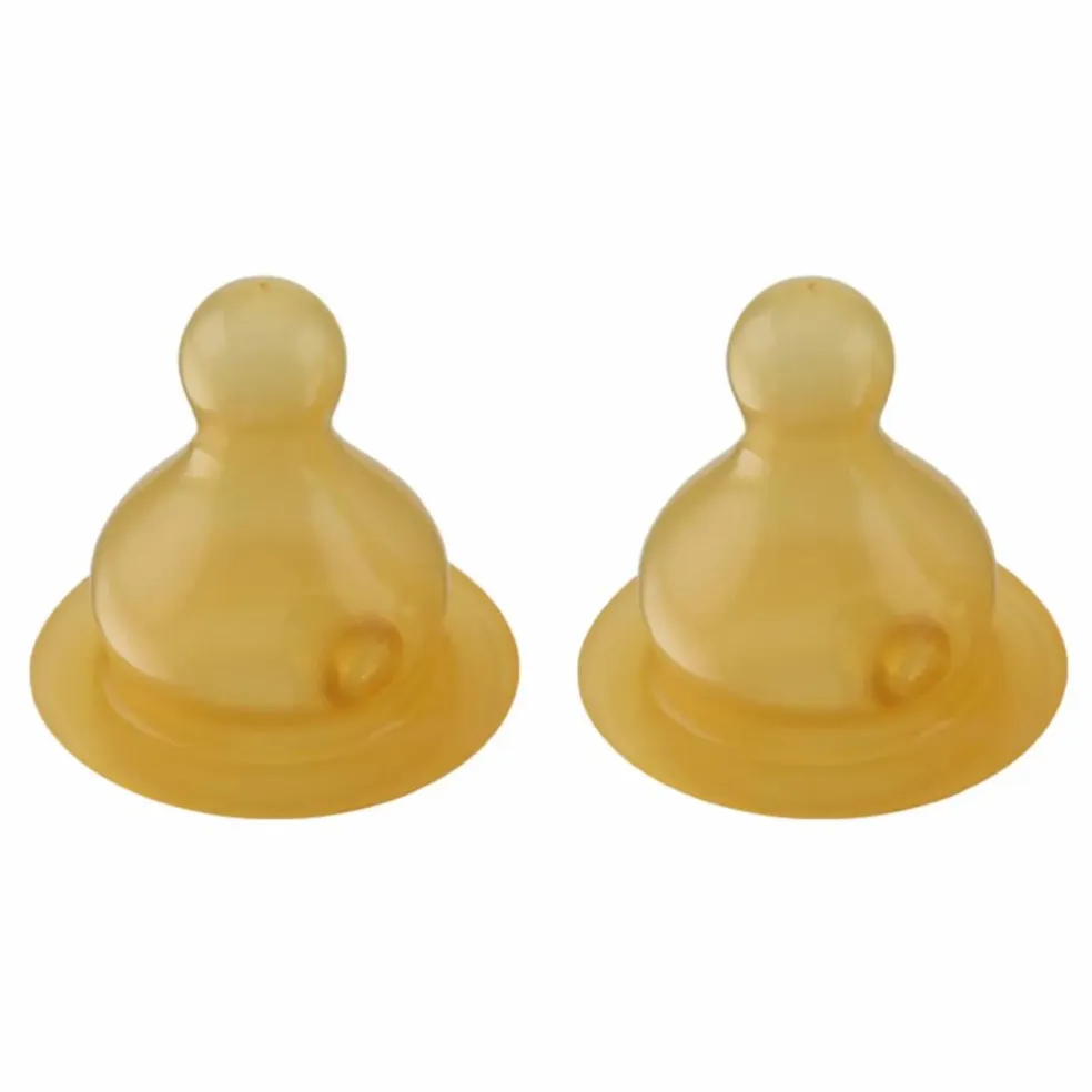 Tétines en caoutchouc naturel débit lent - Lot de 2