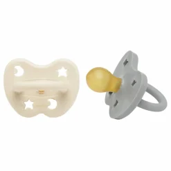 Tétines rondes en caoutchouc naturel - Lot de 2 | Gris clair