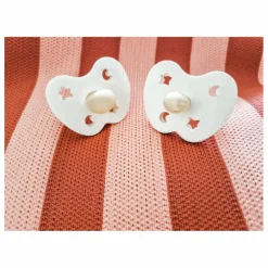 Tétines rondes en caoutchouc naturel - Lot de 2 | Gris clair